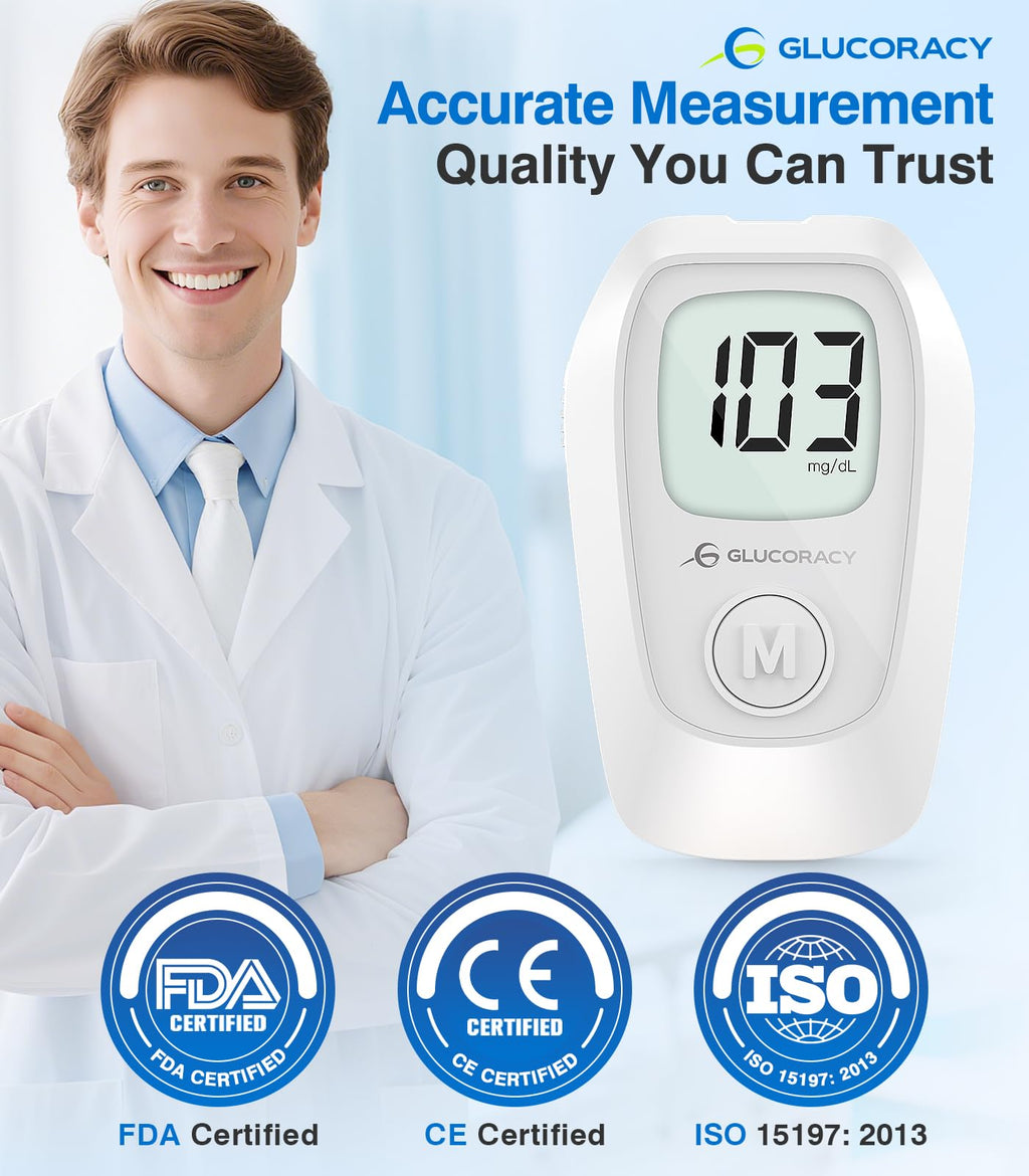 Glucose Monitor Kit, 100 Blood Glucose Strips, No Coding I256