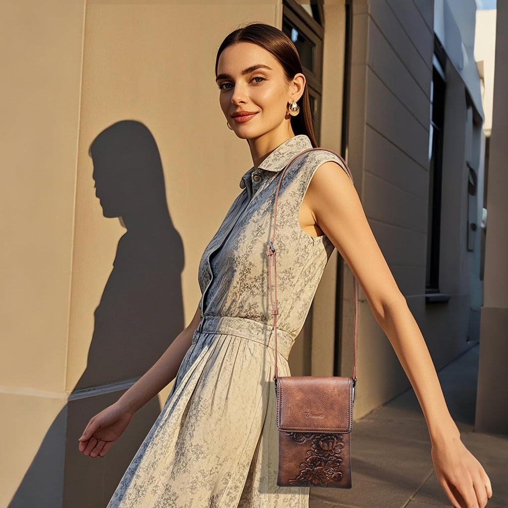 Small Embossed Flower Crossbody Bag A53461
