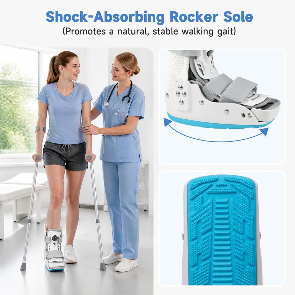 Short Orthopedic Medical Walker Boot with Moldable Thermoplastic Back Support (Large) L91189
