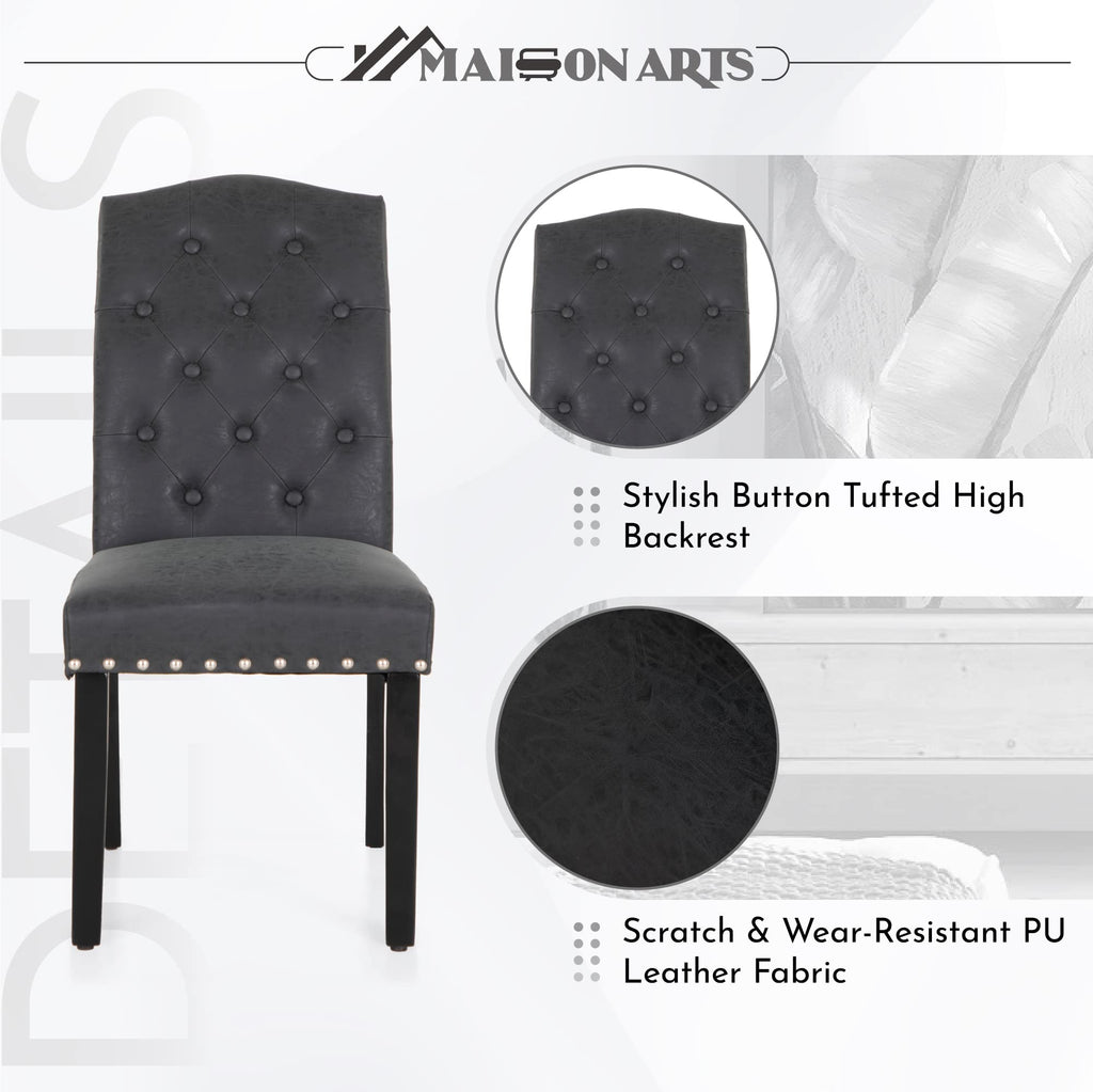 Black Faux Leather Dining Chairs Set of 2 C115