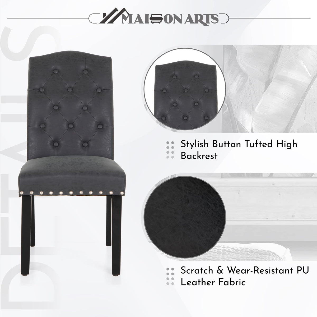 Black Faux Leather Dining Chairs Set of 2 C115