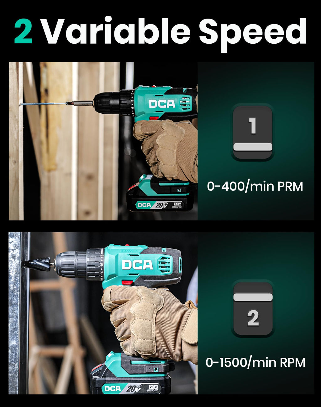 Cordless Drill Set 354 in-lbs Torque 3/8" Keyless Chuck 20V F6338