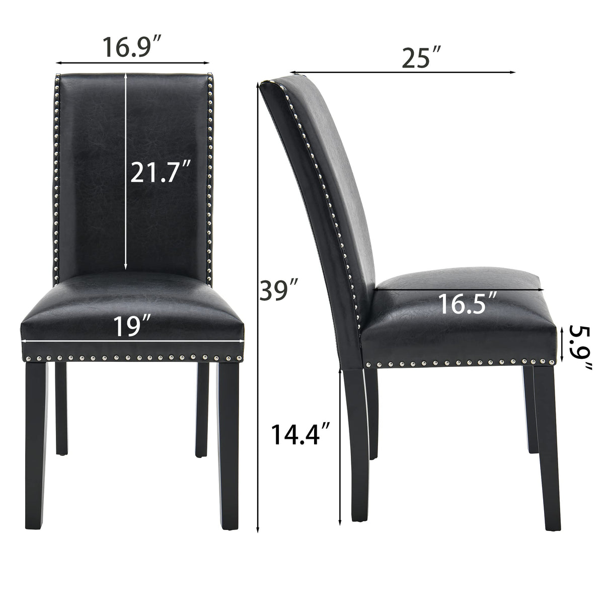 Set of 4 PU Leather Upholstered Dining Chairs with Solid Wood Legs Y712158