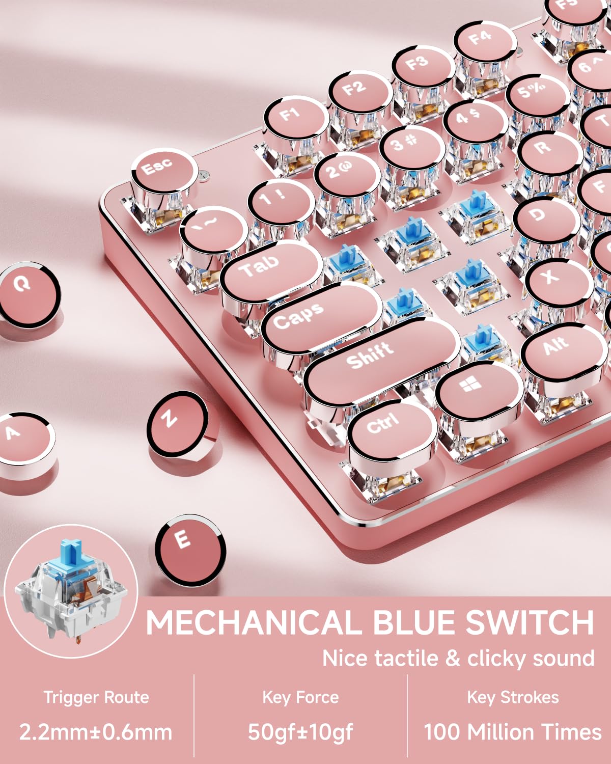 Pink Wireless Mechanical Keyboard H4670