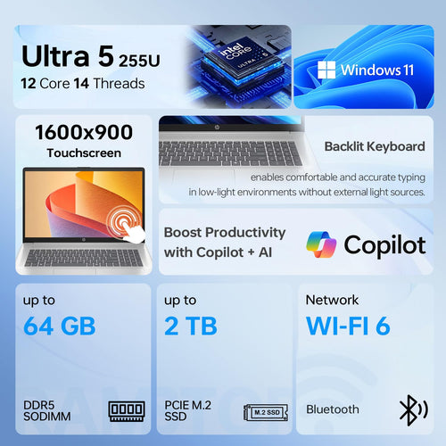 17.3" Touchscreen Laptop, Intel Core Ultra 5, 16GB DDR5 RAM, 1TB SSD K659