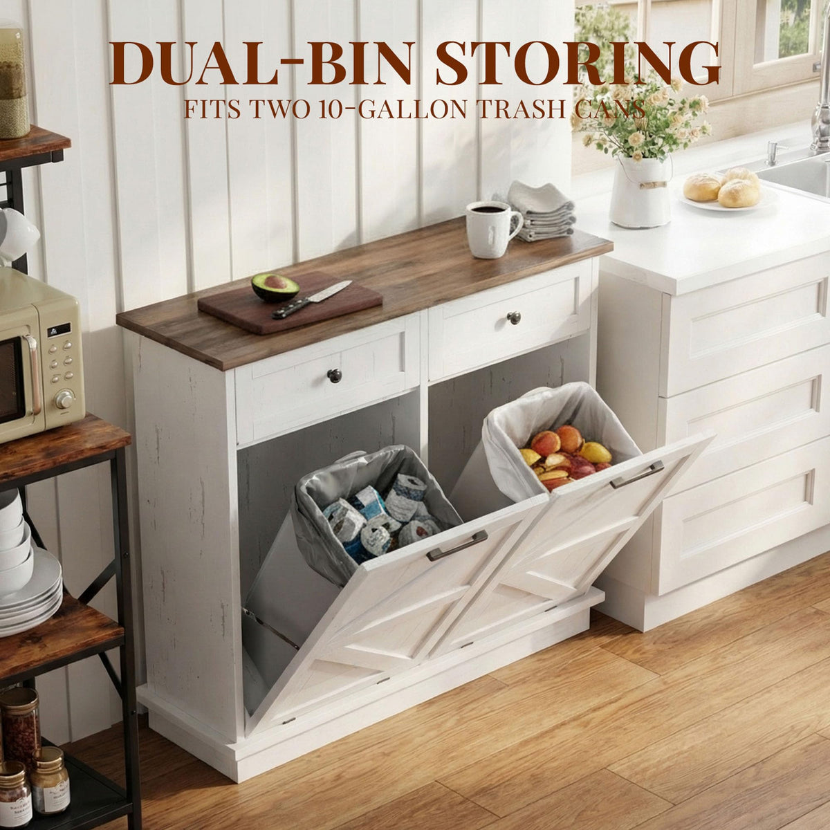 10 Gallon Double Tilt Out Trash Can Cabinet T433