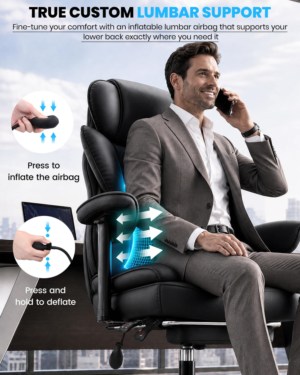 Office Chair with Adjustable Lumbar Support O7259