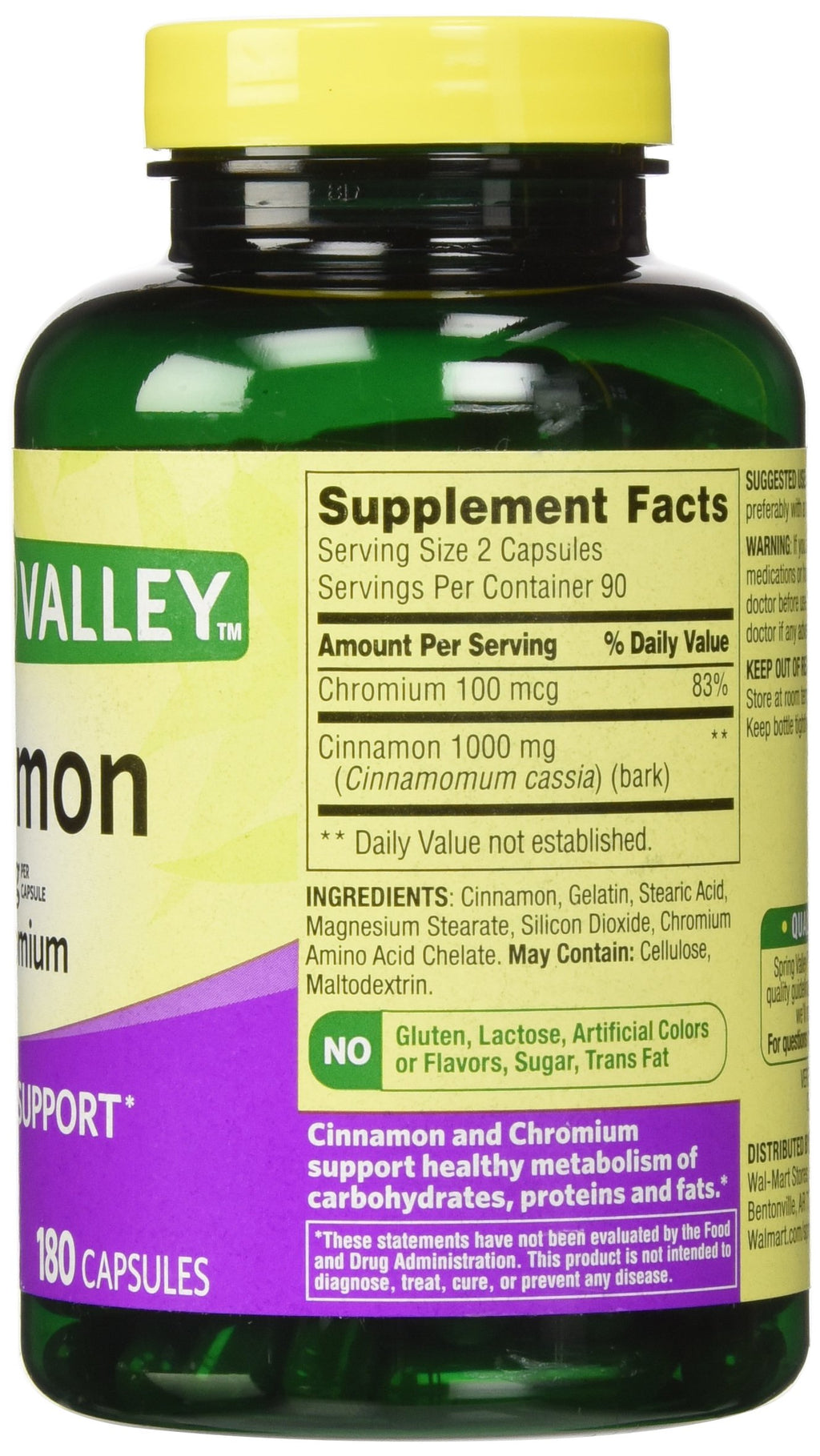 Cinnamon 500mg Plus Chromium 2 Bottles of 180 Capsules R568969