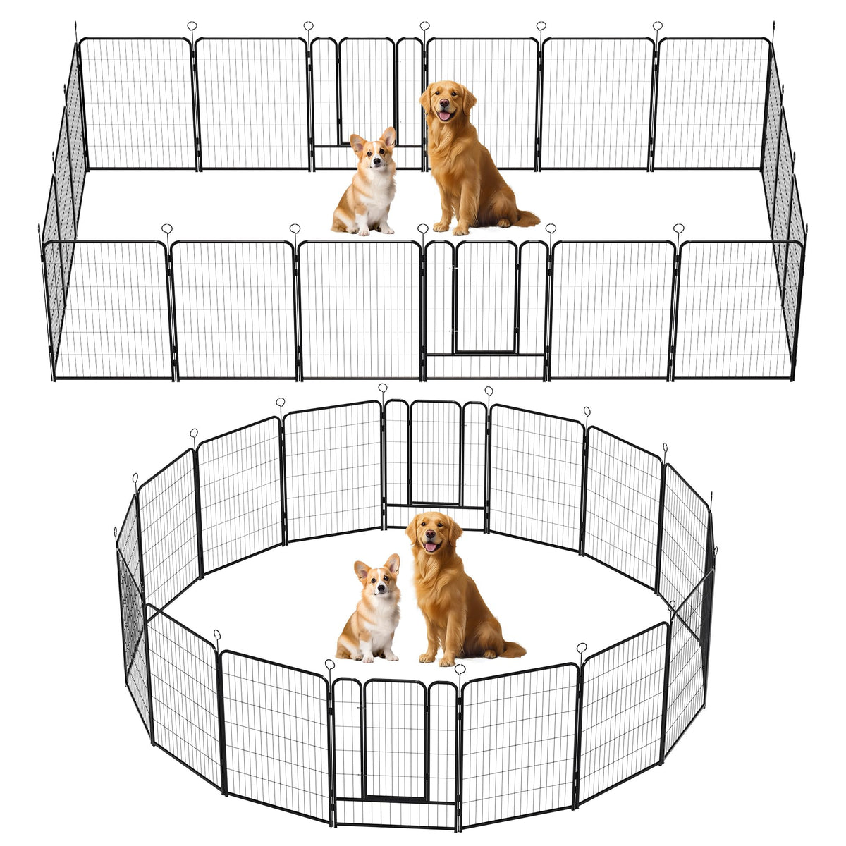 16-Panel Heavy-Duty Metal Dog Playpen O602397