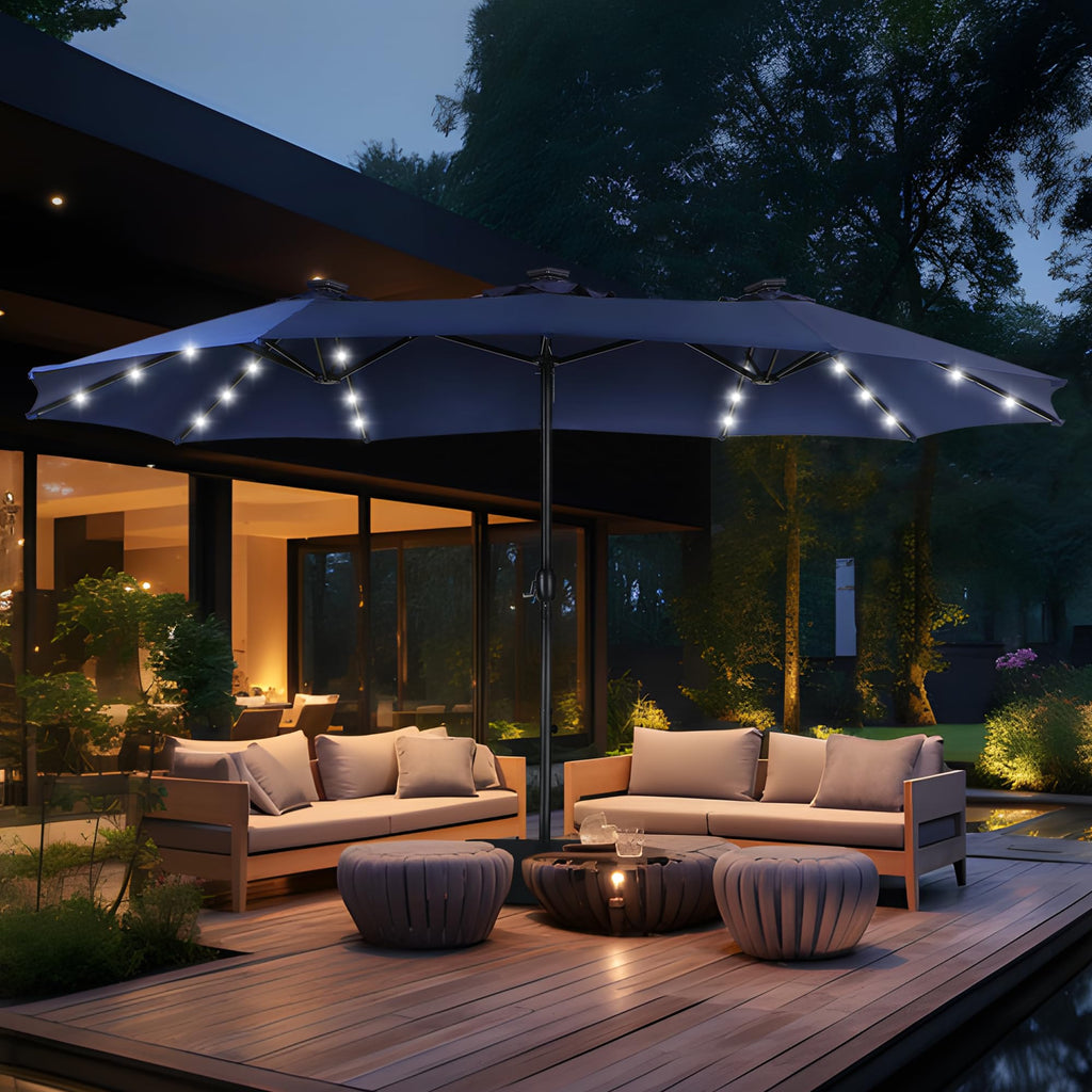 Navy Blue Double-Sided 15ft Patio Umbrella P104