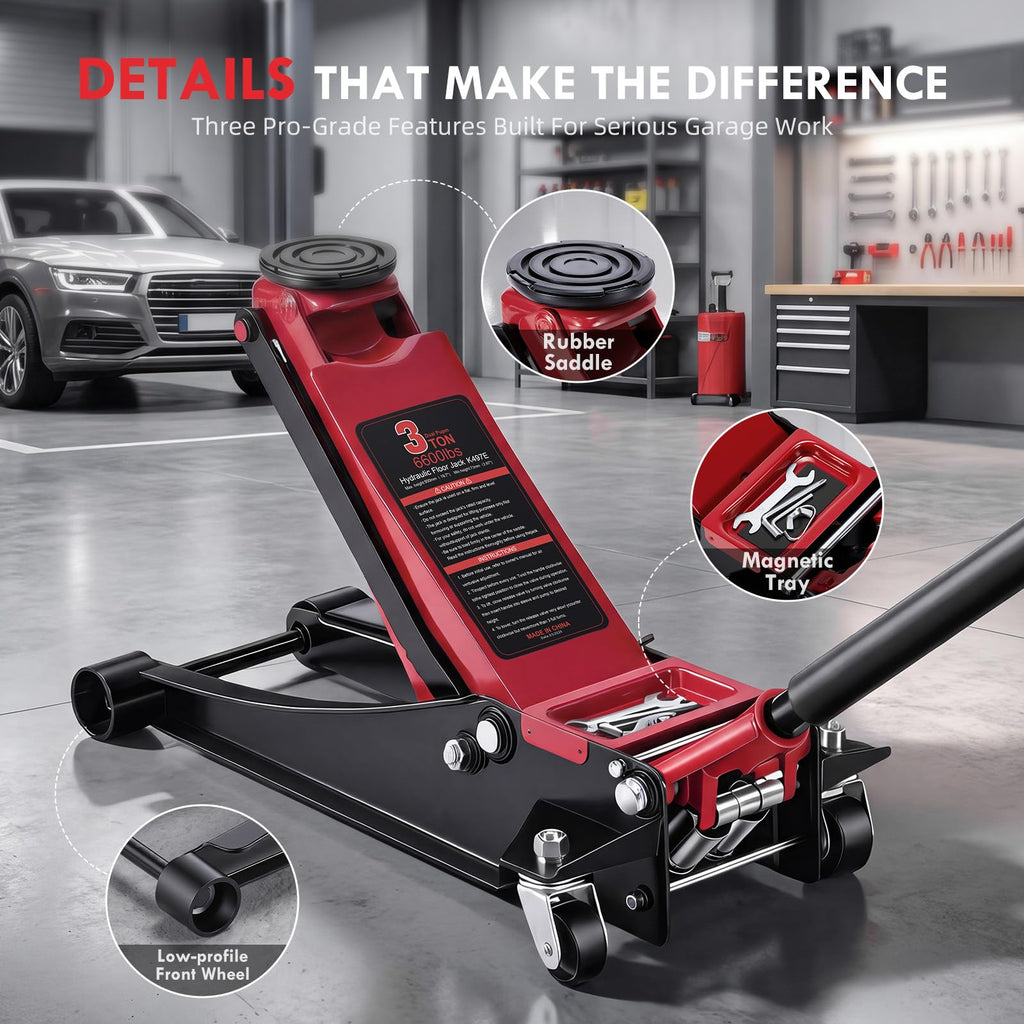 3 Ton Low Profile Hydraulic Floor Jack E98356
