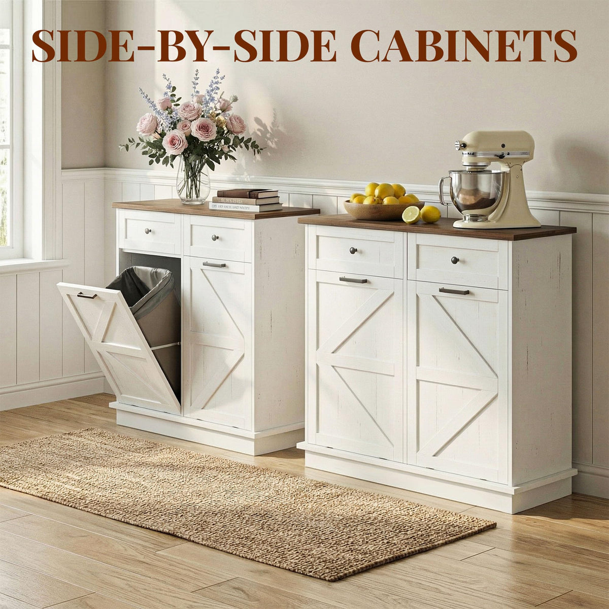10 Gallon Double Tilt Out Trash Can Cabinet T433