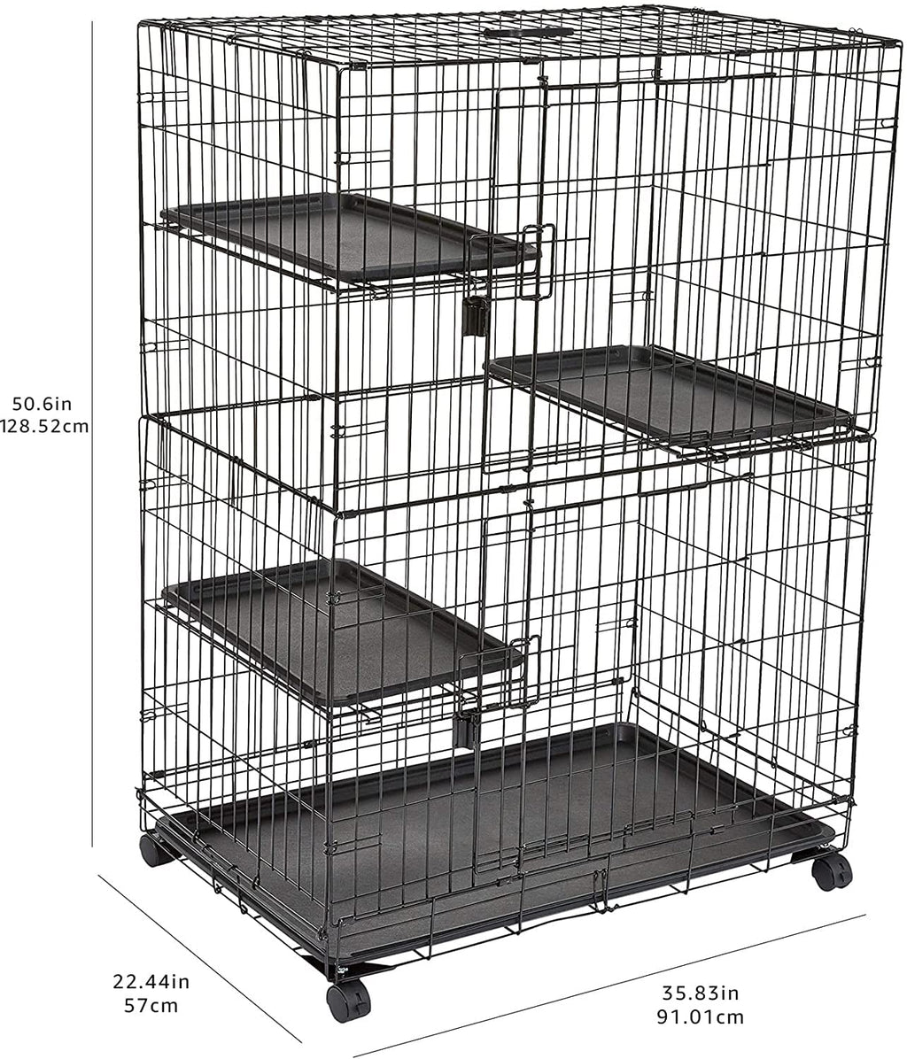 Large 3-Tier Cat Cage Playpen with Removable Tray, Black I141