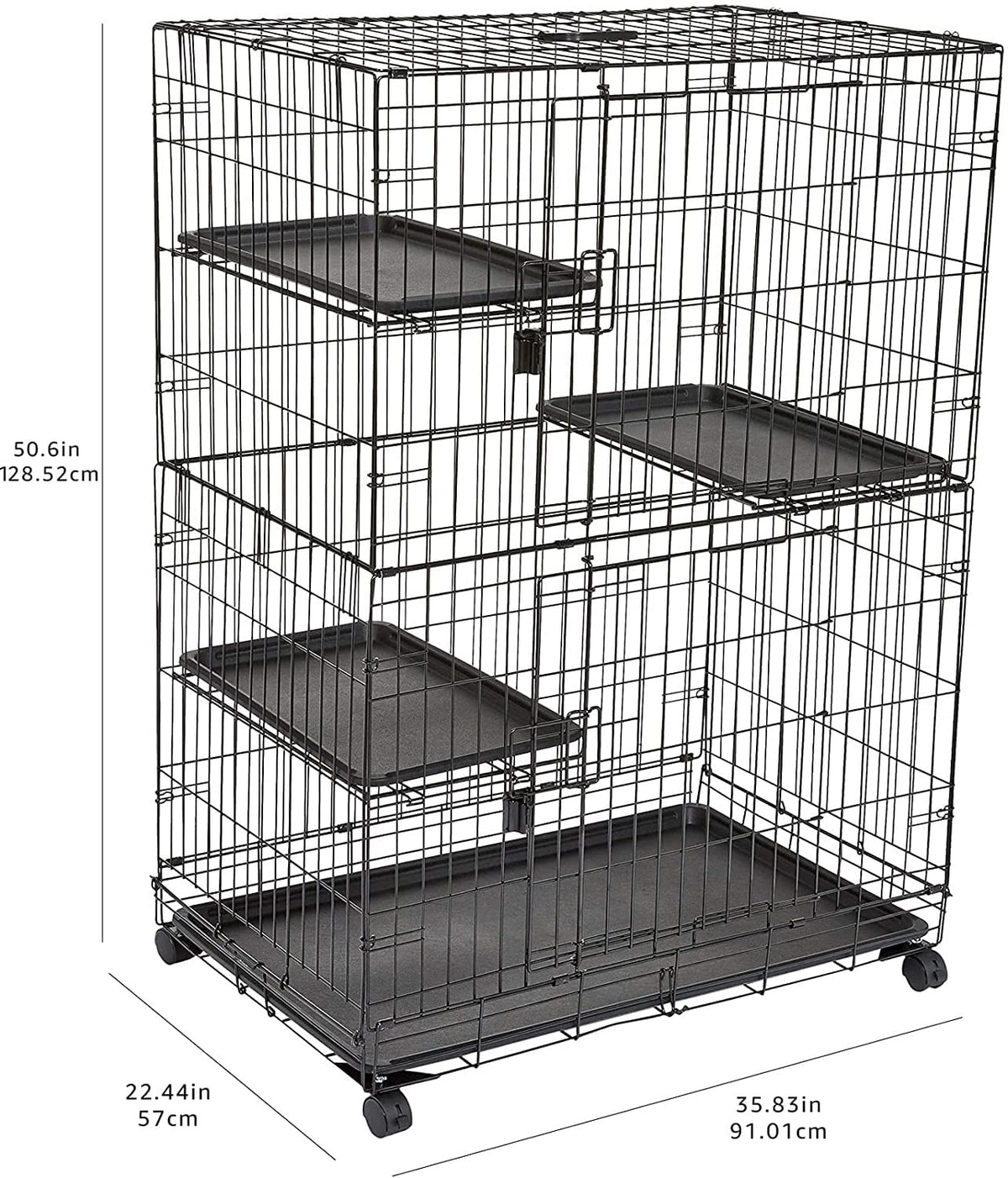 Large 3-Tier Cat Cage Playpen with Removable Tray, Black I141