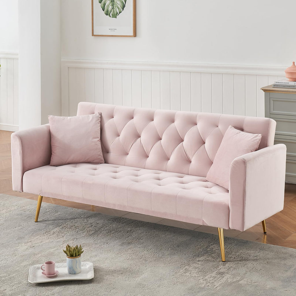 71" Velvet Convertible Sofa Bed U28984