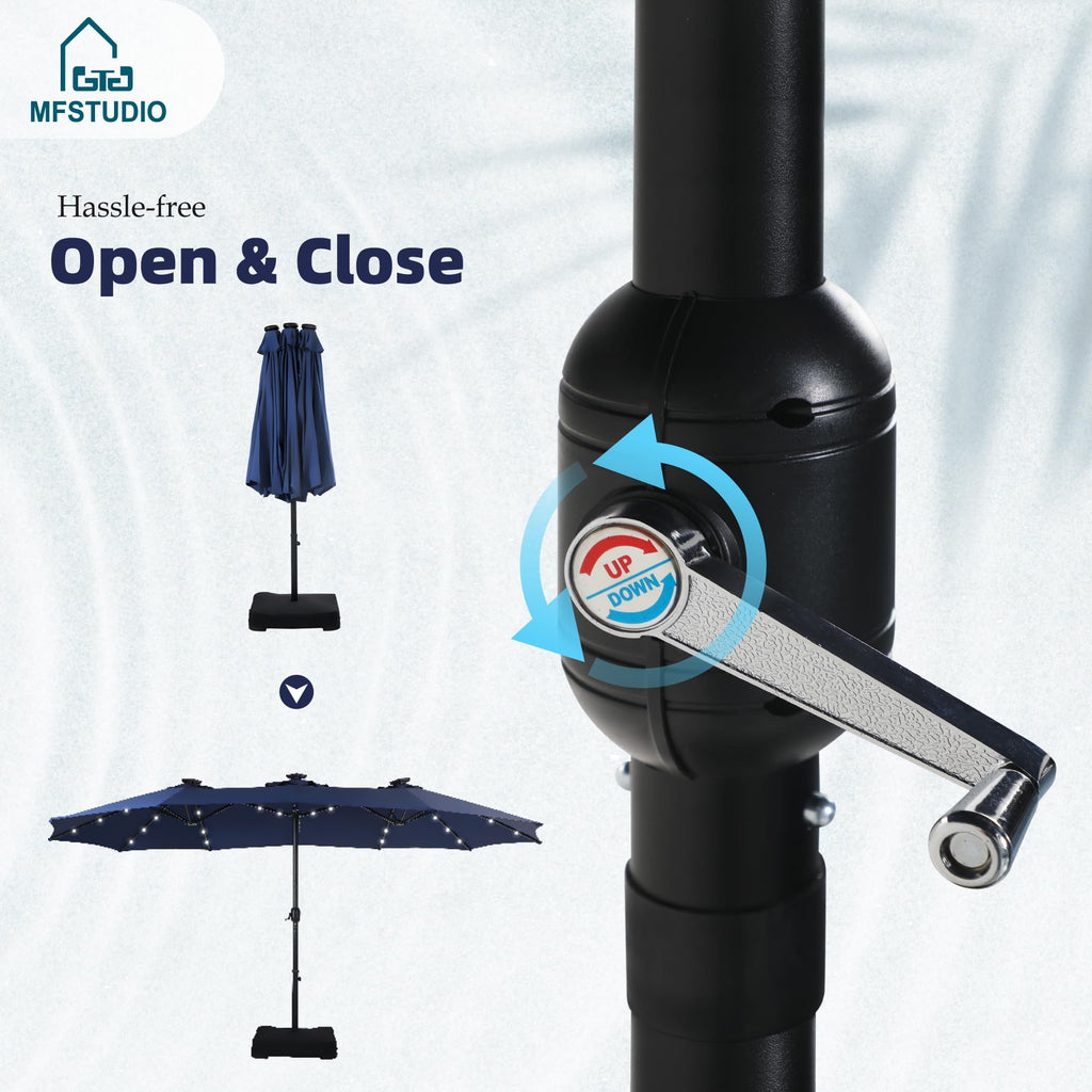 Navy Blue Double-Sided 15ft Patio Umbrella P104