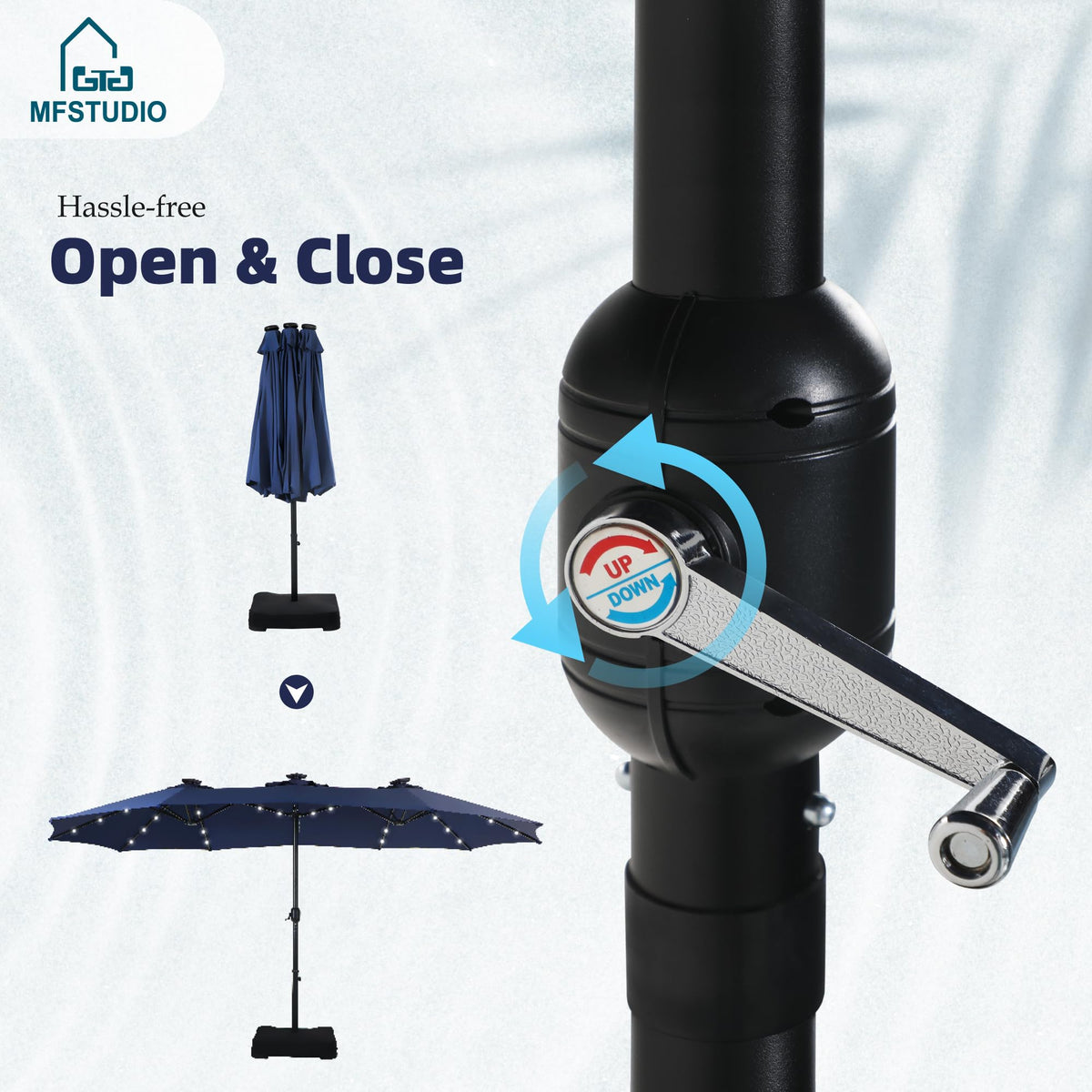 Navy Blue Double-Sided 15ft Patio Umbrella P104