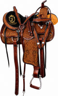 Hand Tooled Western Trail Saddle Set Premium Leather 10-18" S71926