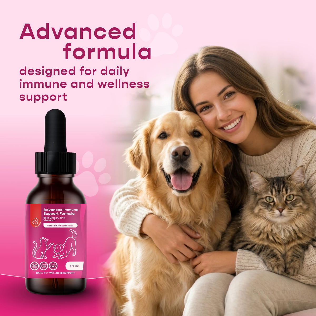Liquid Pet Supplement with Astragalus, Elderberry, Echinacea & Beta Glucan, 2 fl oz O35374