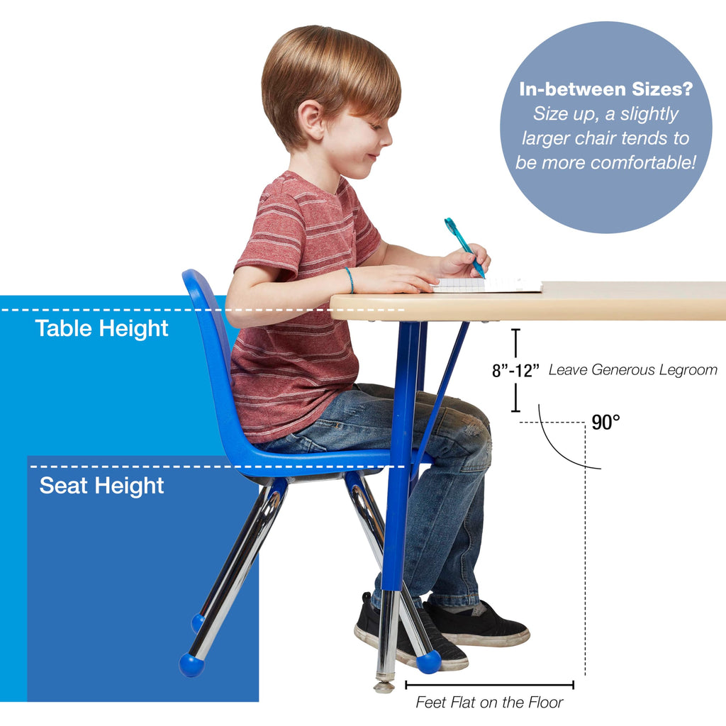 12" School Stack Chair with Ball Glides, Navy, 6-Pack W460