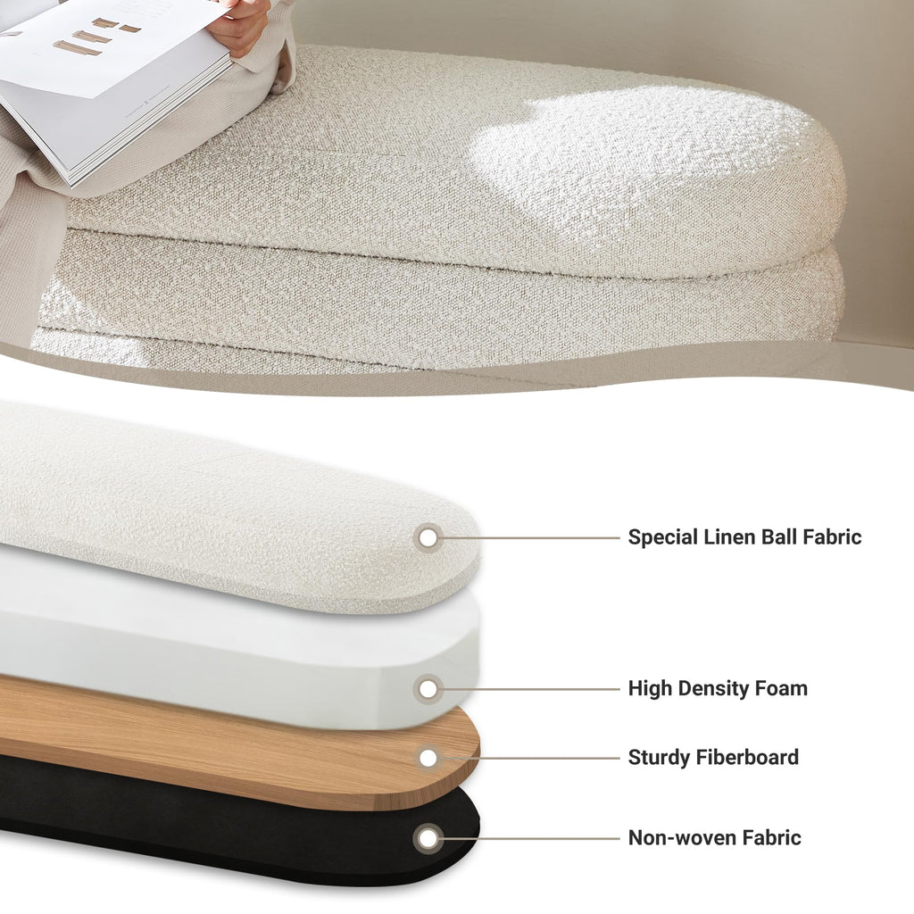 49.2 Inch Ivory Upholstered Storage Ottoman Bench V27622