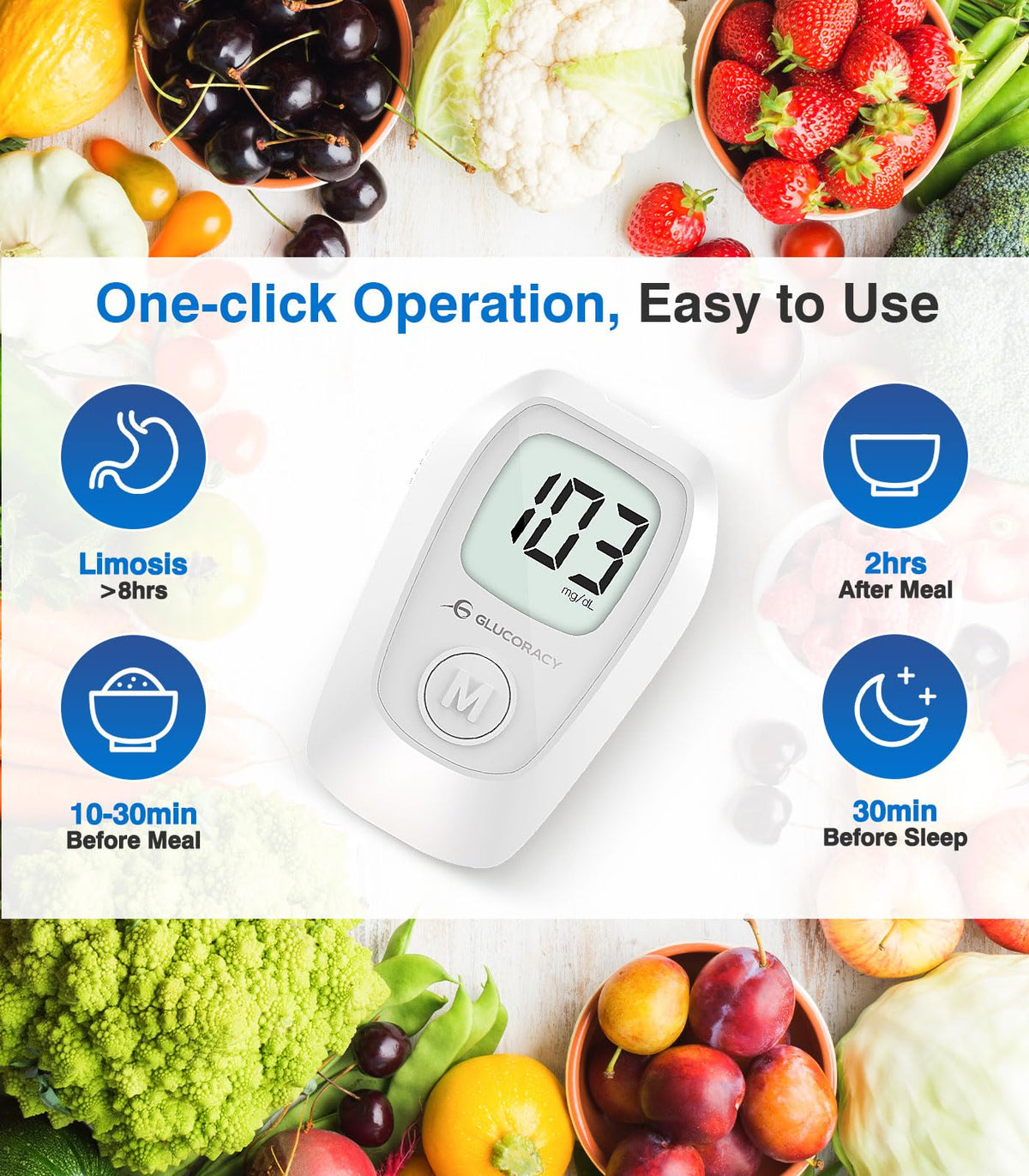 Glucose Monitor Kit, 100 Blood Glucose Strips, No Coding I256