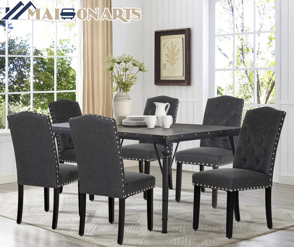 Black Faux Leather Dining Chairs Set of 2 C115