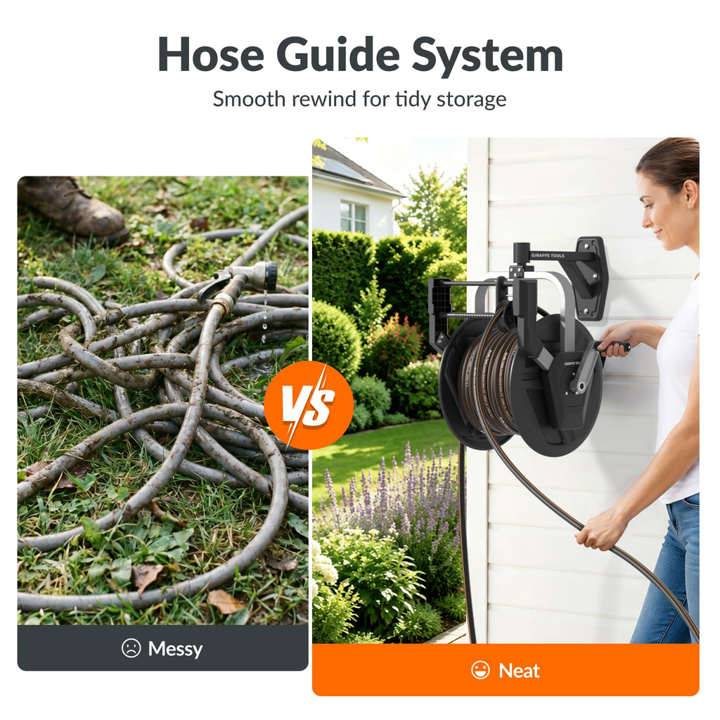Garden Hose Reel Wall Mount, 125FT 5/8" Hose Capacity, Heavy Duty with Crank W816536