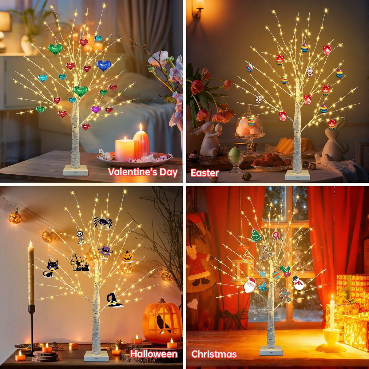 24 Inch LED Birch Tree 2 Pack U30507