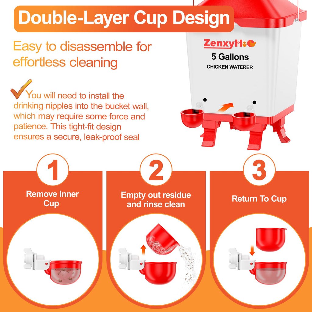 5.0 Gal Chicken Waterer Bucket with 4 Cups P728233