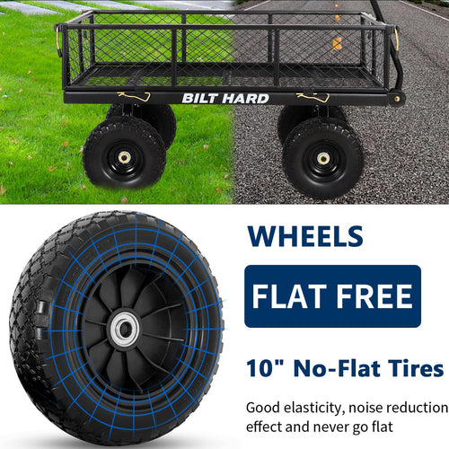 10" Flat Free Tires Steel Garden Cart with Rotating Handle J836
