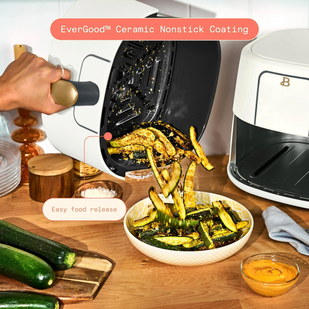 6 Quart Air Fryer with Touch-Activated Display, 4-in-1 Countertop Air Fryer 1750W, Nonstick Dishwasher Safe, White Icing Z187