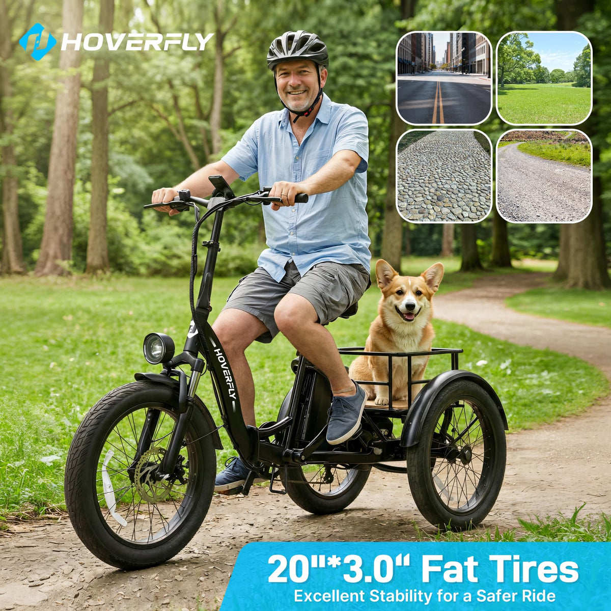 Electric Tricycle for Adults 750W Peak Motor 20"x3" Fat Tire I191074