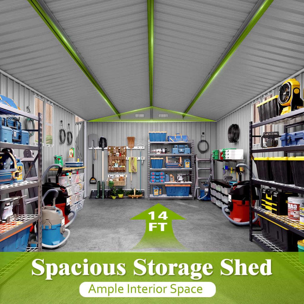 10x14 FT Outdoor Metal Storage Shed E38918