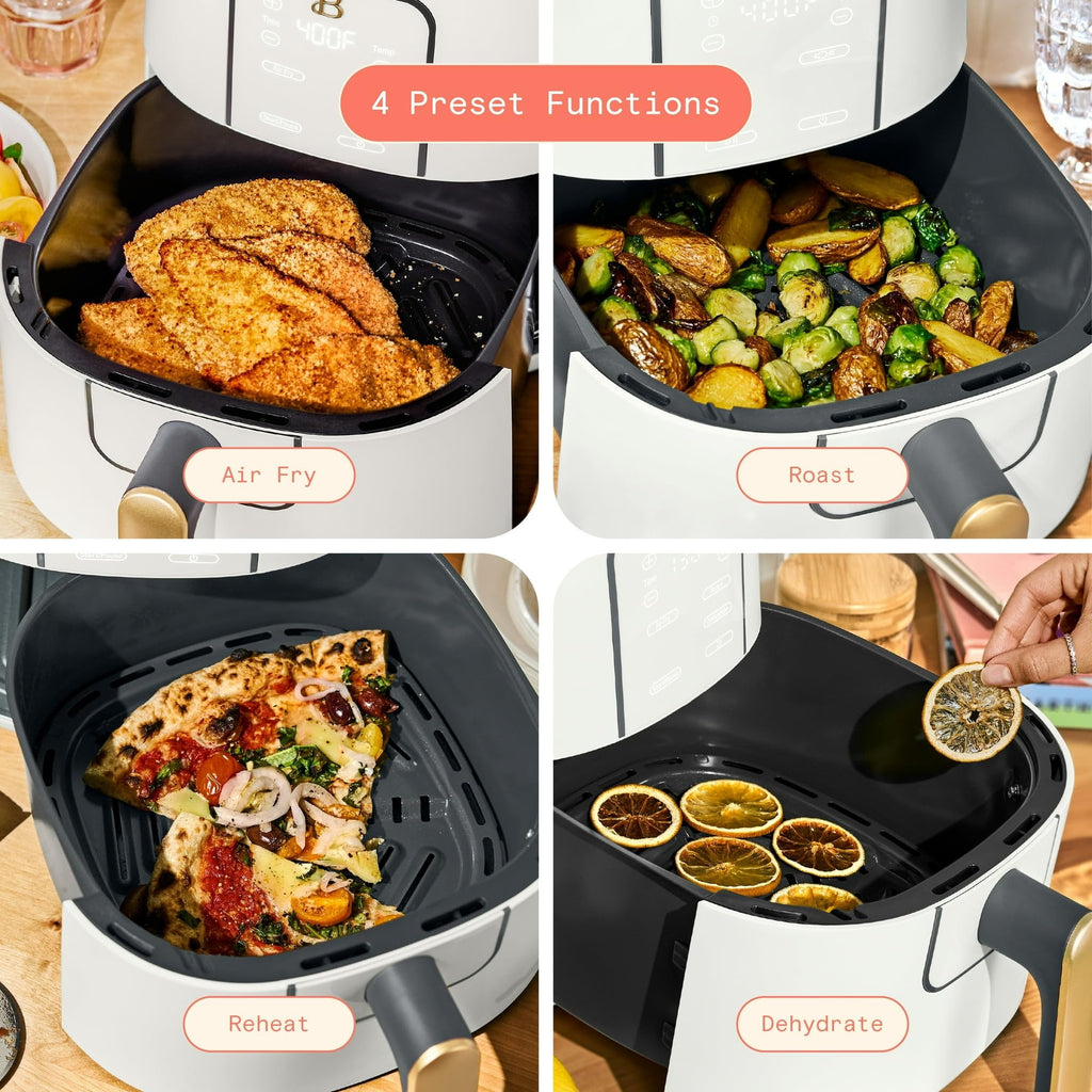 6 Quart Air Fryer with Touch-Activated Display, 4-in-1 Countertop Air Fryer 1750W, Nonstick Dishwasher Safe, White Icing Z187