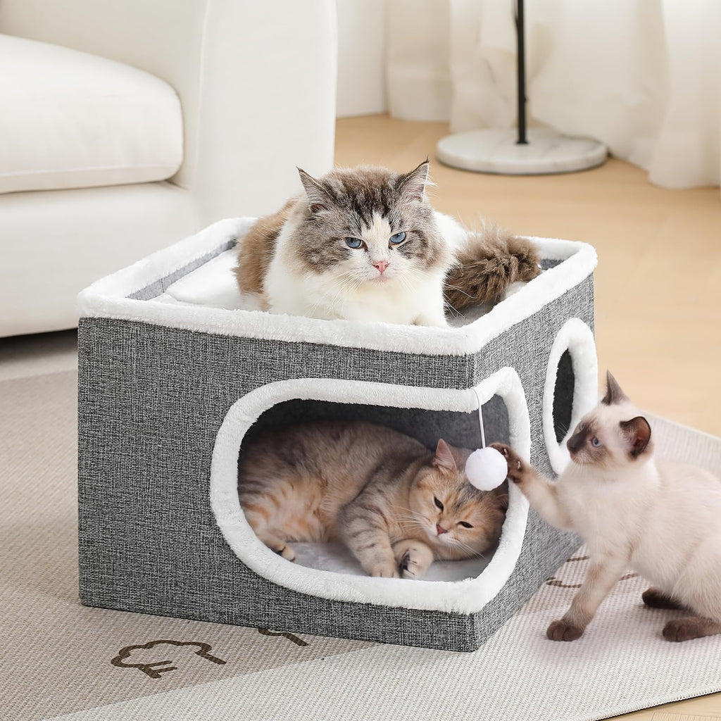 Large Covered Cat Bed Cave, Grey, 16in M24186