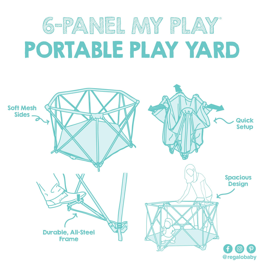 Foldable 6-Panel Baby Playpen with Mesh Sides N178548