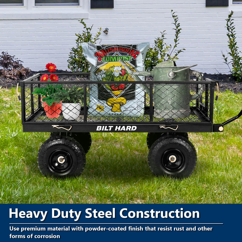 10" Flat Free Tires Steel Garden Cart with Rotating Handle J836