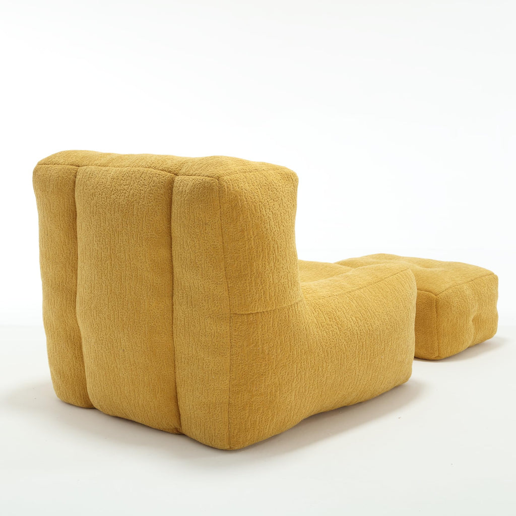 Velvet Fluffy Bean Bag Chair with Ottoman N3484
