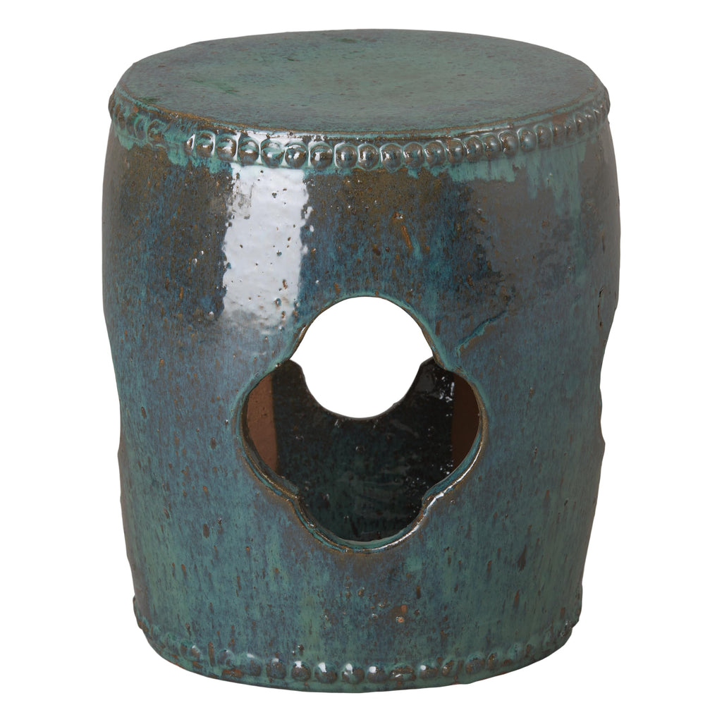 Teal Round Ceramic Garden Stool U50600