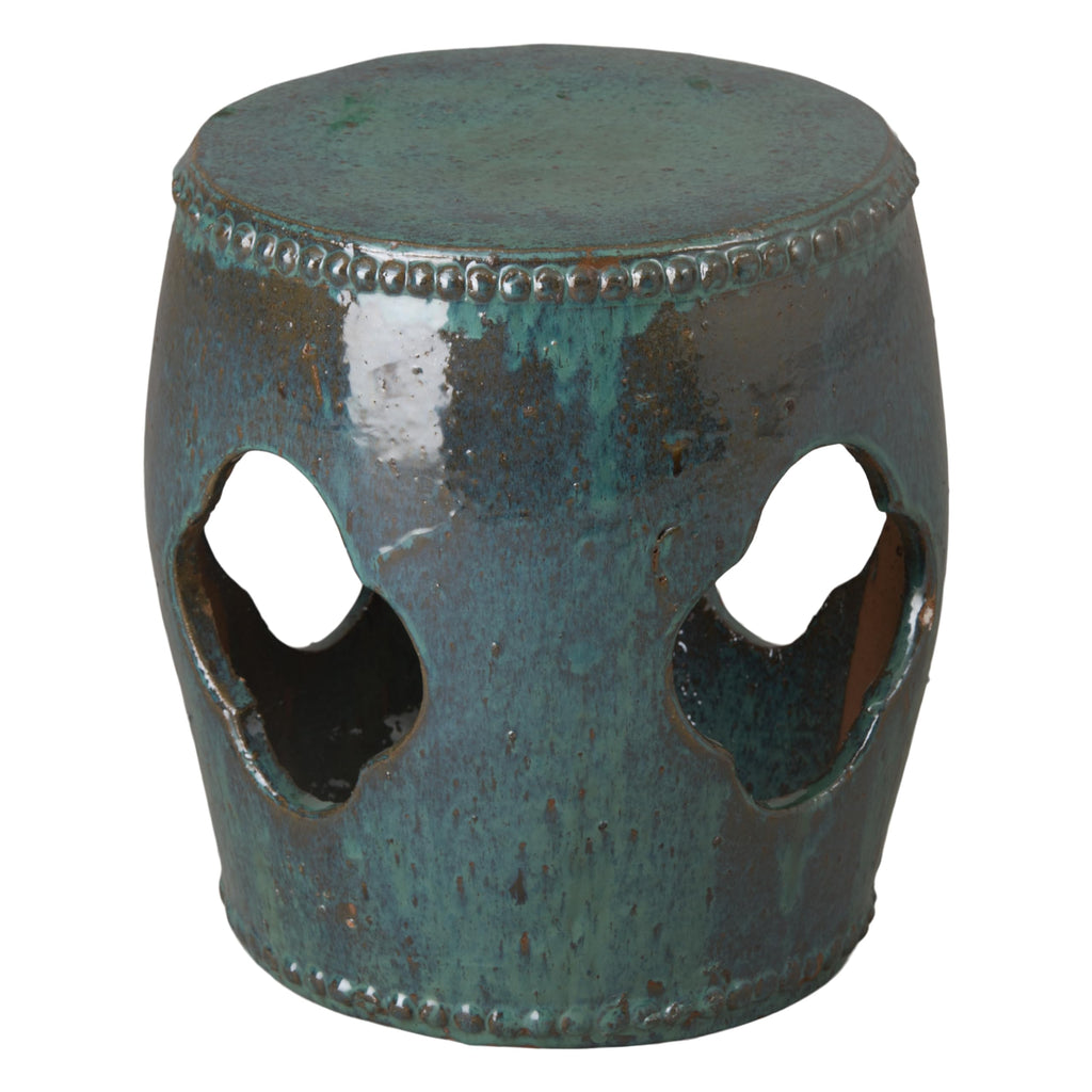 Teal Round Ceramic Garden Stool U50600
