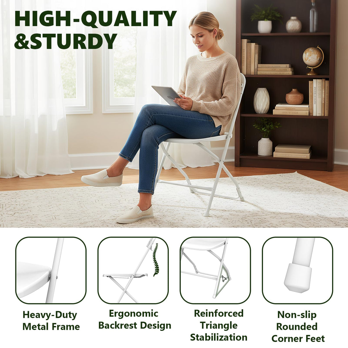 White 10 Pack Heavy Duty Folding Chairs I661284