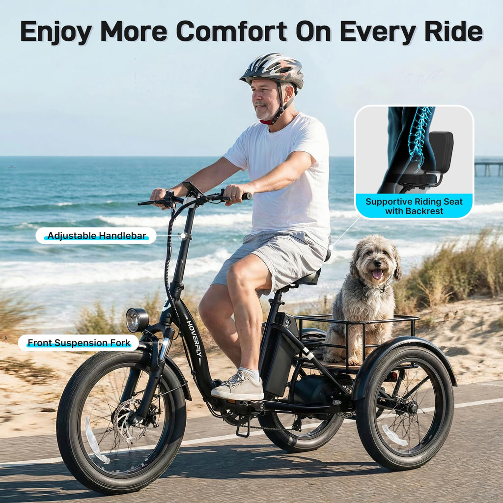 Electric Tricycle for Adults 750W Peak Motor 20"x3" Fat Tire I191074