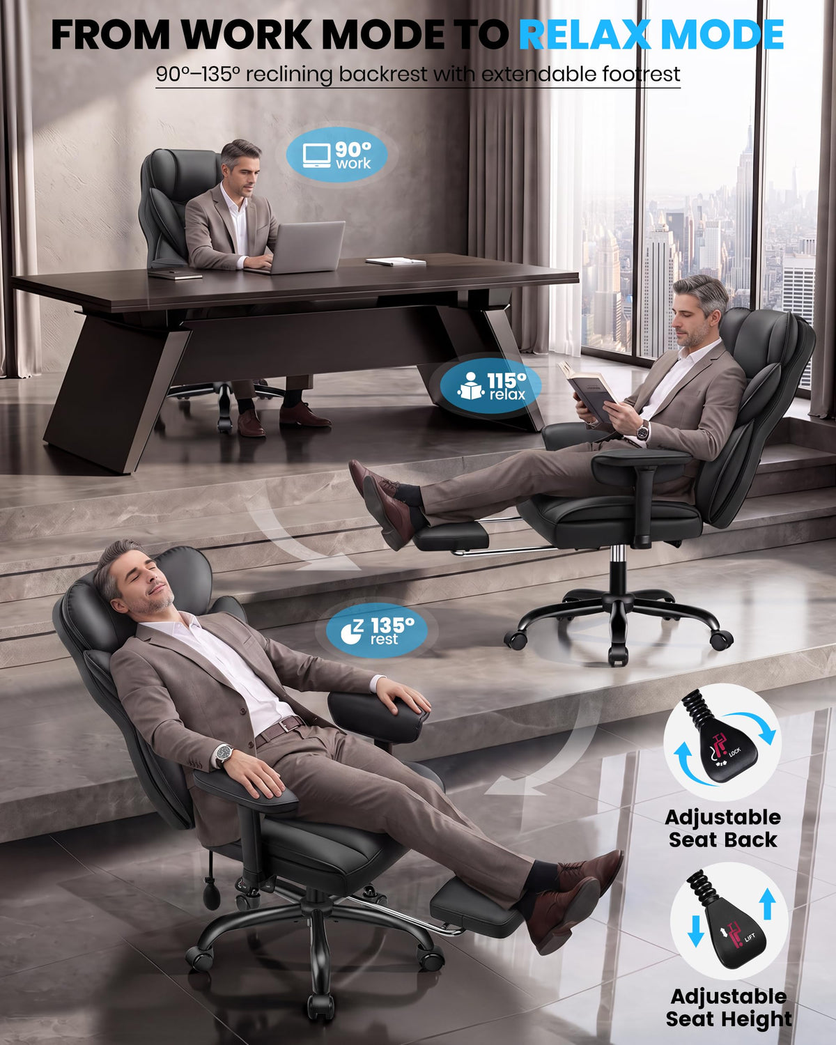 Office Chair with Adjustable Lumbar Support O7259