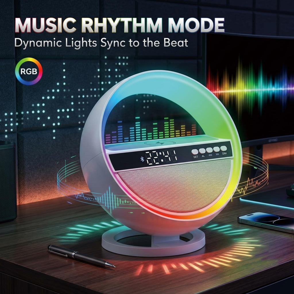 6-in-1 RGB LED Table Lamp with Bluetooth Speaker & Wireless Charging I151