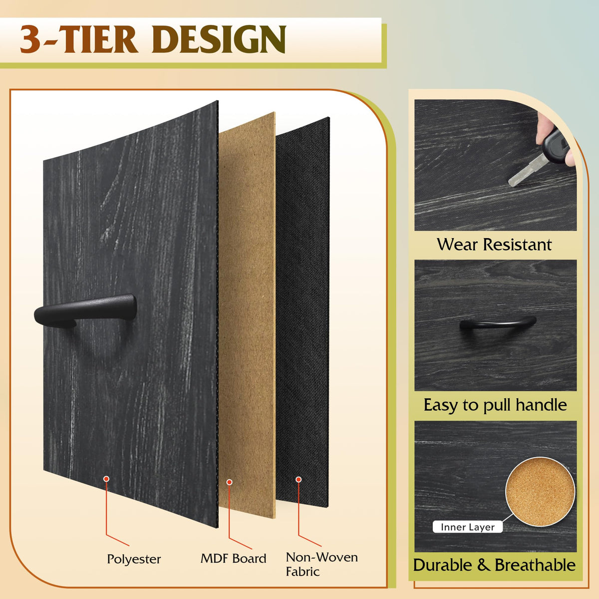 Black 11 Drawer Fabric Dresser T850878