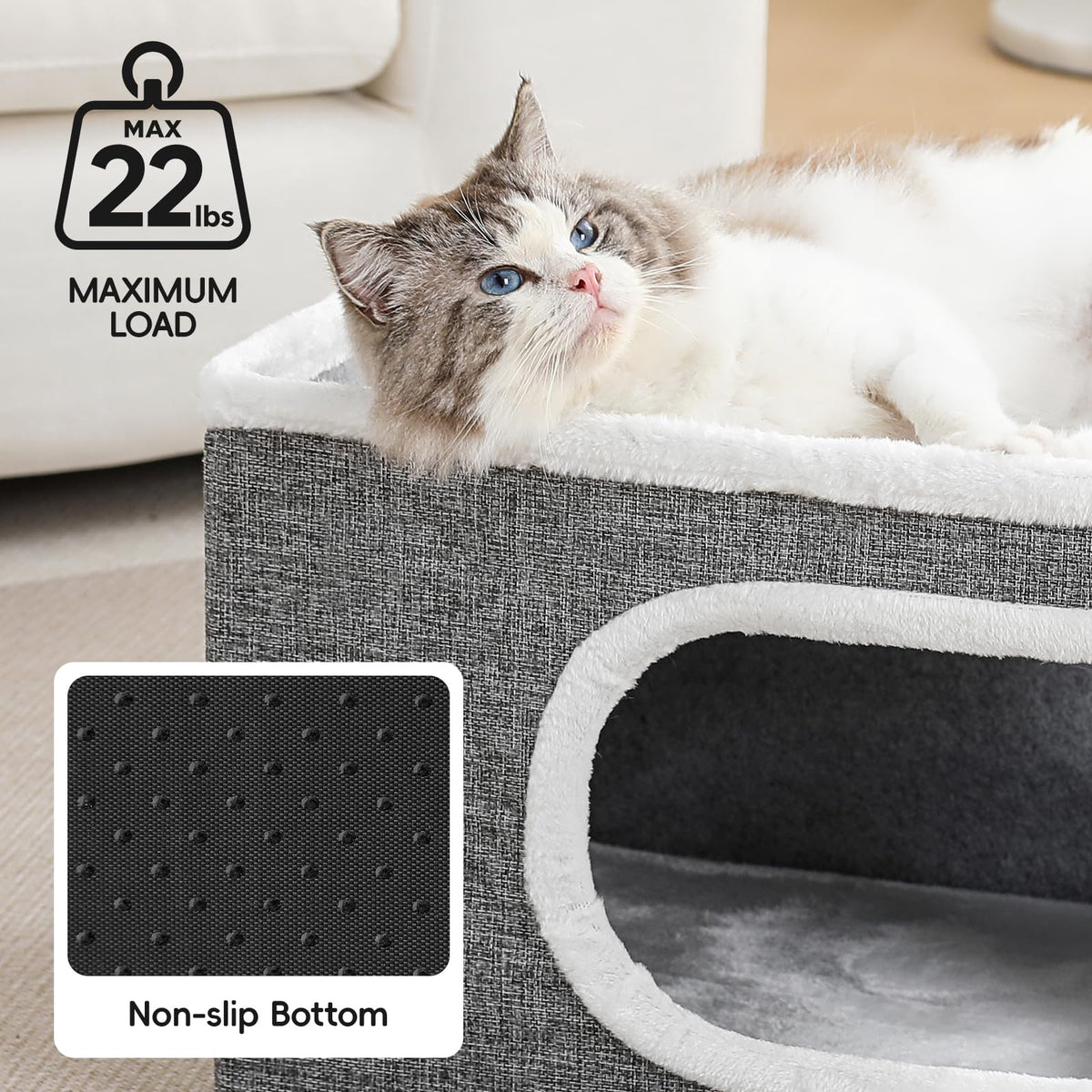 Large Covered Cat Bed Cave, Grey, 16in M24186