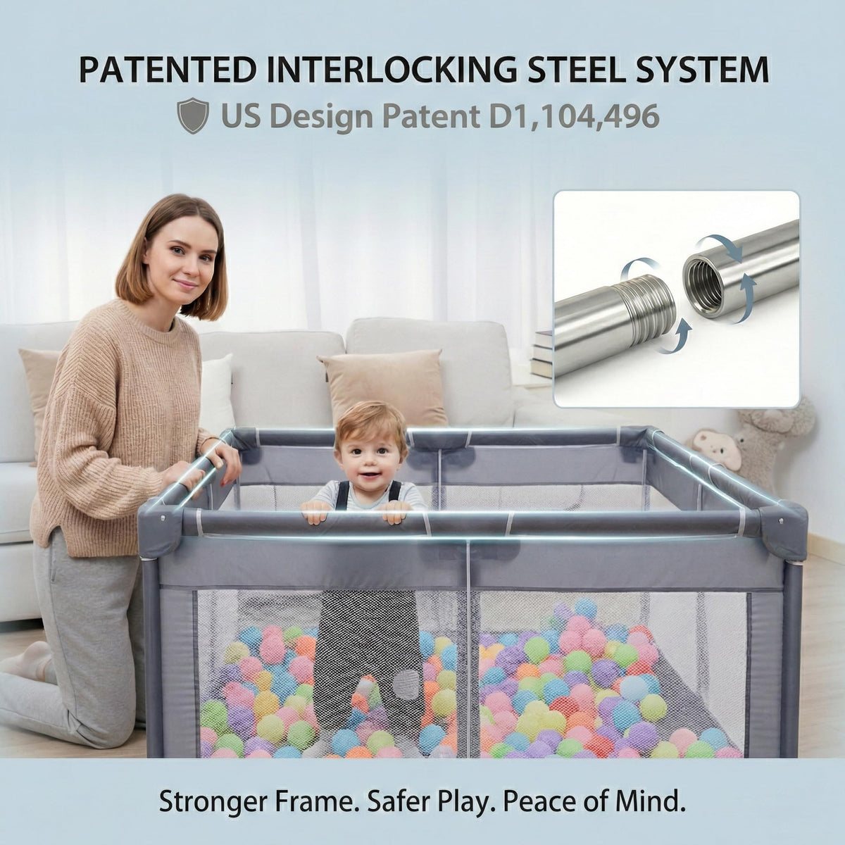 Baby Playpen 50x50 Grey Y5753