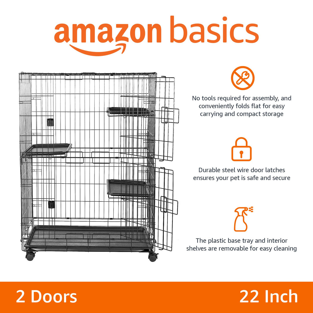 Large 3-Tier Cat Cage Playpen with Removable Tray, Black I141