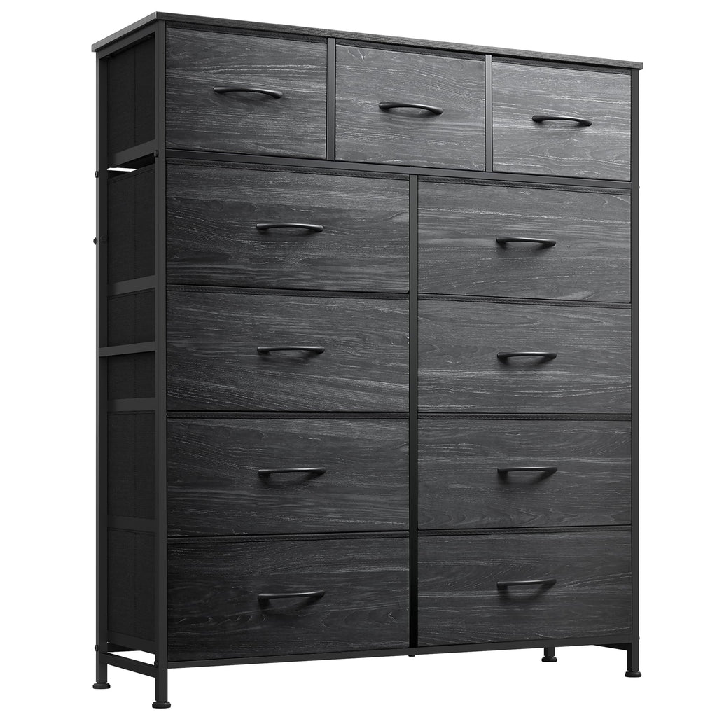 Black 11 Drawer Fabric Dresser T850878